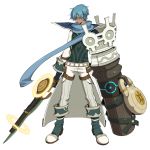  .hack//link blue_hair boots dark_skin glasses official_art ovan scarf sword weapon 