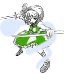  hairband hitodama konpaku_youmu konpaku_youmu_(ghost) short_hair sword touhou wabi_(wbsk) wabi_tsubaki weapon 