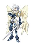  .hack//link angel_wings armor balmung headband knight official_art sword weapon white_hair wings 