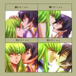 blush c.c. cc chart code_geass green_hair kiss kiss_chart koromo koromo_(kinu) lelouch_lamperouge purple_eyes translated violet_eyes yellow_eyes 