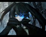  black_rock_shooter black_rock_shooter_(character) blue_eyes cape chain chains neota solo twintails 