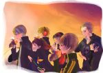  bad_id closed_eyes eating hanamura_yousuke headphones kujikawa_rise michi_taba narukami_yuu persona persona_4 satonaka_chie school_uniform seta_souji shirogane_naoto tatsumi_kanji 