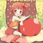  1girl blush brown_eyes child maruki_(punchiki) original red_hair redhead short_hair tomato tomato-chan 