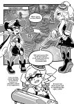  +_+ 2girls ankle_boots aori_(splatoon) boots christmas_tree comic domino_mask dress e-liter_3k_(splatoon) earrings english fangs full_body gloves greyscale highres holding holding_weapon hotaru_(splatoon) jewelry long_hair looking_at_another mask monochrome multiple_girls open_mouth pantyhose parted_lips pointy_ears short_dress short_hair short_jumpsuit smile splat_roller_(splatoon) splatoon strapless strapless_dress sweatdrop tentacle_hair weapon wong_ying_chee 