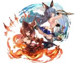  1girl animal_ears anthuria arm_behind_head artist_name ass bangs bare_back black_gloves black_legwear boots breasts brown_dress brown_eyes brown_hair cleavage commentary dress elbow_gloves erun_(granblue_fantasy) ferry_(granblue_fantasy) frilled_dress frills from_side gloves gradient_hair granblue_fantasy hair_between_eyes hair_ornament highres large_breasts long_hair looking_at_viewer medium_breasts multicolored_hair orange_hair puffy_short_sleeves puffy_sleeves short_dress short_sleeves sideboob signature simple_background smile solo thigh-highs wavy_hair white_background yoo_(tabi_no_shiori) 