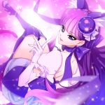  1girl animal_ears boots cat_ears cat_tail choker commentary_request cure_macaron elbow_gloves female garam gloves kirakira_precure_a_la_mode kotozume_yukari long_hair looking_at_viewer magical_girl precure purple purple_boots purple_hair skirt smile solo sparkle tail thigh-highs thigh_boots violet_eyes white_gloves 