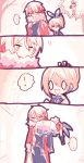  ! &gt;_&lt; ... 0_0 1boy 1girl 4koma :d ass black_gloves blue_bow bow brown_eyes brown_hair carrying carrying_over_shoulder closed_eyes coat comic earmuffs efina emphasis_lines folded_ponytail fur_trim gloves hair_between_eyes hair_bow lieat miwasiba motion_lines multicolored_hair official_art open_mouth princess_carry red_coat redhead sleeve_tug smile smirk spoken_ellipsis spoken_exclamation_mark streaked_hair teobaldo_leonhearts two-tone_hair wavy_mouth white_hair 
