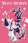  1boy boots brett_graves brown_eyes character_name chibi claws dragon_horns dragon_wings from_side full_body horns jitome lieat long_sleeves lowres miwasiba official_art pointy_ears profile red_background redhead simple_background solo sparkle standing uniform white_boots wings 