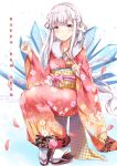  blush emilia_(re:zero) kimono long_hair new_year purple_eyes re:zero_kara_hajimeru_isekai_seikatsu smile white_hair 