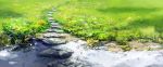  day flower grass highres landscape no_humans original outdoors pippi_(pixiv_1922055) scenery stepping_stones 