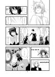  ... /\/\/\ 6+girls :d animal_ears comic depressed greyscale highres hijiri_byakuren houjuu_nue karakuzu_red kumoi_ichirin monochrome mouse_ears multiple_girls murasa_minamitsu nazrin o_o open_mouth pointing smile sound_effects standing table toramaru_shou touhou translation_request 