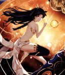  1girl back barefoot black_hair dyolf fate/grand_order fate_(series) ishtar_(fate/grand_order) long_hair looking_at_viewer planet red_eyes single_thighhigh solo thigh-highs thighs tohsaka_rin twintails 