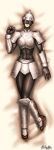  1girl armor blue_eyes bodystocking boots breastplate brown_boots character_request dakimakura faulds full_body greaves helmet highres lips lying midriff on_back solo taikyokuturugi vambraces 