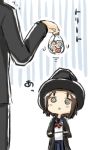  1boy 1girl @_@ brown_hair candy comic engiyoshi food halloween hat height_difference original short_hair tagme translation_request witch_hat 