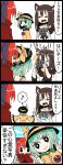  3girls 4koma :&gt; =_= animal_ears bow camera cape comic commentary_request double_v hair_bow hat hat_ribbon highres imaizumi_kagerou jetto_komusou komeiji_koishi multiple_girls musical_note photobomb polaroid quaver redhead ribbon sekibanki simple_background spoken_musical_note thumbs_up touhou translated v wolf_ears 