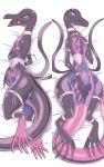  armlet blush choker corset dakimakura fangs highres lizard looking_at_viewer no_humans pokemon pokemon_(creature) salazzle shirokoma_(wagahai_hakushaku) slit_pupils tail thigh_strap wide_hips 