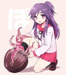  1girl 50yen ai_mai_mii blush long_hair looking_at_viewer ponoka-sempai purple_hair school_uniform serafuku skirt tentacle vase violet_eyes 