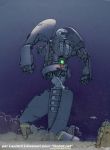  2003 a-loft-on-cybertron dated dive-dive french gobots mecha realistic robot scan science_fiction shark signature traditional_media underwater walking water watermark 