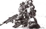  geara_zulu greyscale gun gundam gundam_unicorn holding holding_weapon koukaku mecha mobile_suit monochrome rifle squatting weapon 