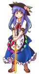 1girl blue_hair boots hat highres hinanawi_tenshi long_hair long_skirt skirt solo sword sword_of_hisou touhou wool_(miwol)