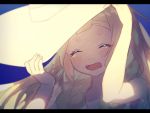  1girl blonde_hair braid closed_eyes hands_on_headwear hat lillie_(pokemon) long_hair open_mouth pokemon pokemon_(game) pokemon_sm solo sun_hat twin_braids white_hat yuno_tsuitta 