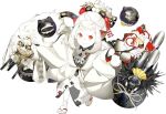  akira_(kadokawa) horns japanese_clothes kantai_collection kimono northern_ocean_hime official_art red_eyes shinkaisei-kan white_hair white_skin 