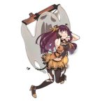  1girl :o alternate_costume bare_shoulders bat_hair_ornament belt black_gloves black_legwear blush bow bullpup crying crying_with_eyes_open duoyuanjun eyebrows eyebrows_visible_through_hair full_body ghost girls_frontline gloves gun hair_bow hair_ornament halloween halloween_costume hand_on_own_head high_heels holding holding_gun holding_weapon long_hair looking_away navel necktie nose_blush official_art open_mouth pantyhose personification pumpkin purple_hair red_eyes rifle scared sniper_rifle solo tears torn_clothes torn_pantyhose transparent_background very_long_hair wa2000_(girls_frontline) walther walther_wa_2000 weapon 