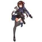  1girl artist_request brown_hair garter_straps girls_frontline gloves gun hairband holding holding_weapon long_hair looking_at_viewer magazine_(weapon) official_art red_eyes rifle sling thigh-highs trigger_discipline type_79_(girls_frontline) type_79_smg weapon 