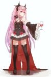  1girl cup detached_sleeves drinking_glass highres krul_tepes long_hair owari_no_seraph pink_hair pointy_ears red_eyes thigh-highs vampire wine_glass 