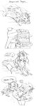  &gt;_&lt; 2girls bandage closed_eyes comic english fish_girl fish_tail fish_tank gebyy-terar greyscale heart highres monochrome monster_girl multiple_girls original personification senegal_bichir sharp_teeth sketch tail teeth 