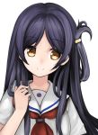  1girl black_hair brown_eyes close-up folded_hair hachachi high_school_fleet long_hair looking_to_the_side marikouji_kaede one_side_up school_uniform serafuku smile upper_body 