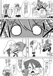  &gt;:( &gt;:d &gt;_&lt; 4koma 5girls :3 :d animal_hood arm_up armband bangs blush bunny_hood chibi closed_eyes coat comic commentary covering_mouth doorknob eyebrows_visible_through_hair fang flat_cap folded_ponytail greyscale hair_between_eyes hair_ornament hairclip hairpin hand_over_own_mouth hand_up hat heterochromia hibiki_(kantai_collection) holding_skirt hood hood_up hoodie ikazuchi_(kantai_collection) inazuma_(kantai_collection) kantai_collection kikuzuki_(kantai_collection) leaning_back leaning_forward lightning_bolt long_hair long_sleeves looking_at_another looking_away meitoro monochrome motion_lines multiple_girls neckerchief o_o on_head open_mouth outstretched_arm pantyhose partially_translated pleated_skirt rensouhou-chan school_uniform serafuku shirayuki_(kantai_collection) short_hair sidelocks sideways_hat skirt skirt_removed sleeves_past_wrists smile speech_bubble sweatdrop translation_request verniy_(kantai_collection) 