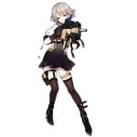  1girl artist_request brown_hair eotech full_body girls_frontline gloves gun high_heels holding holding_weapon holster looking_at_viewer magazine_(weapon) official_art short_hair silver_hair skirt solo submachine_gun tdi_vector tdi_vector_(girls_frontline) thigh-highs thigh_holster thigh_strap transparent_background trigger_discipline weapon 