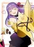 ^_^ ^o^ blonde_hair character_request claws closed_eyes fate/extra fate/extra_ccc fate/grand_order fate/stay_night fate_(series) gilgamesh hair_ribbon kana long_hair open_mouth passion_lip purple_hair ribbon smile 