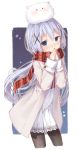  1girl blue_eyes blue_hair gochuumon_wa_usagi_desu_ka? hair_ornament hairclip kafuu_chino long_hair looking_at_viewer pantyhose plaid plaid_scarf rabbit scarf tippy_(gochiusa) tokunocin x_hair_ornament 