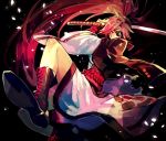  1girl amputee baiken breasts guilty_gear guilty_gear_xrd japanese_clothes katana kimono large_breasts long_hair one-eyed pink_eyes pink_hair ponytail scar scar_across_eye solo suzunashi sword tattoo weapon 
