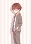  1boy brown_eyes brown_hair glasses hanae_natsuki highres hood hoodie real_life seiyuu solo tamagoyaki_(glasses-daisuki) 