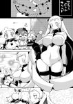  4girls airfield_hime backpack bag bikini_bottom bikini_top blush breasts chibi cleavage closed_eyes comic commentary_request dress enemy_aircraft_(kantai_collection) fang gameplay_mechanics gloves greyscale hair_flaps hair_ornament hairclip hand_on_hip hat headgear horns kantai_collection large_breasts lifting_person long_hair map monochrome multiple_girls neckerchief northern_ocean_hime open_mouth poi pointer randoseru remodel_(kantai_collection) sailor_dress sako_(bosscoffee) scarf school_uniform serafuku shinkaisei-kan short_hair sitting sitting_on_head sitting_on_person smile surprised thigh-highs translated waving yukikaze_(kantai_collection) yuudachi_(kantai_collection) 