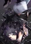  1girl ass black_hair blake_belladonna bubbles feathers gun hair_bow heels highres long_hair nail_polish painted_nails rwby solo tagme yellow_eyes 