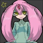  1girl lowres mesprit moemon personification pink_hair pokemon solo star yellow_eyes 