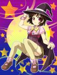  bad_id black_hair bob_cut cape garter_belt garters hat purple_eyes rosario+vampire school_uniform sendo_yukari sendou_yukari short_hair skirt thigh-highs thighhighs violet_eyes witch_hat wrist_cuffs wristbands 