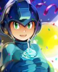  cake capcom cupcake food green_eyes pastry rockman rockman_(character) rockman_(classic) teatea 