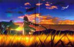  air aratani_tomoe cloud crease highres kannabi_no_mikoto long_hair ryuuya scan sky sunset uraha very_long_hair 