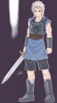  highres male original red_eyes short_hair signature sketch sword weapon white_hair yukihiro 