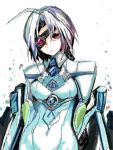  aya_(min412) bad_id blazblue eyepatch mecha_musume nu-13 red_eyes v-13 white_hair 