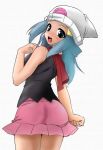  blue_hair blush hikari_(pokemon) pokemon scarf skirt 