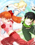  black_hair blonde_hair blossom blossom_(ppg) bubbles bubbles_(ppg) buttercup buttercup_(ppg) closed_eyes earrings green_eyes jewelry multiple_girls orange_hair parody piercing pink_eyes powerpuff_girls samantha_whitten short_hair siblings sisters smile teenage 