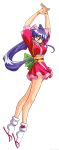  absurdres arms_up bow closed_eyes dancing_blade hair_ribbon highres japanese_clothes katteni_momotenshi kimono long_hair long_legs momohime_(dancing_blade) payot ponytail purple_hair ribbon sandals socks transparent_background transparent_png vector_trace watermark 