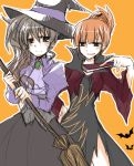  bat bats blush broom costume fan halloween hat multiple_girls pumpkin pumpkins short_hair suzushiro_kurumi umineko_no_naku_koro_ni ushiromiya_eva ushiromiya_natsuhi vampire witch_hat 