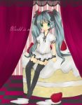  cake food fruit hatsune_miku highres long_hair mochiko65 pastry strawberries strawberry thigh-highs thighhighs twintails vocaloid world_is_mine_(vocaloid) zettai_ryouiki 